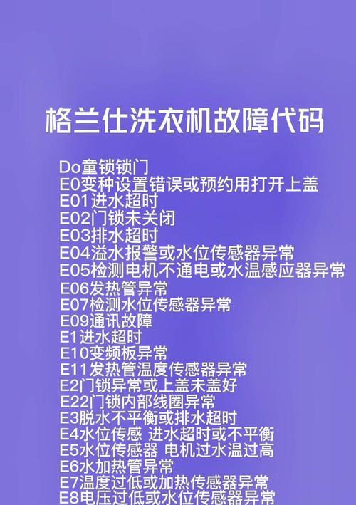 格兰仕滚筒洗衣机故障E2的原因及解决方法（了解格兰仕滚筒洗衣机故障E2的原因）